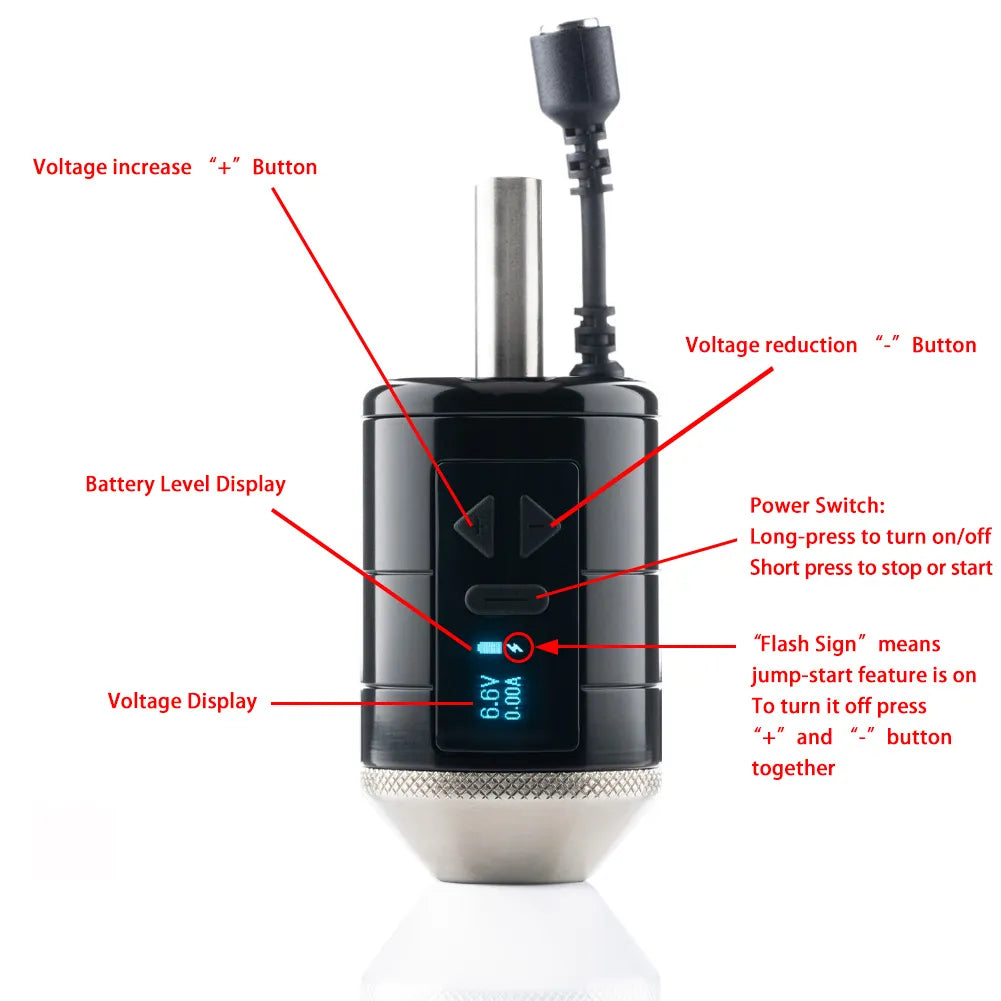 Inkclaw Phoenix 1.5 UB Tattoo Bar Needles Battery Grip - Up Button Version