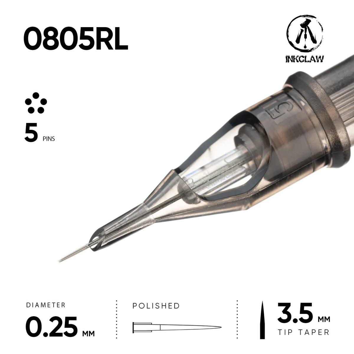 Inkclaw 5 Round Liner Tattoo Cartridges