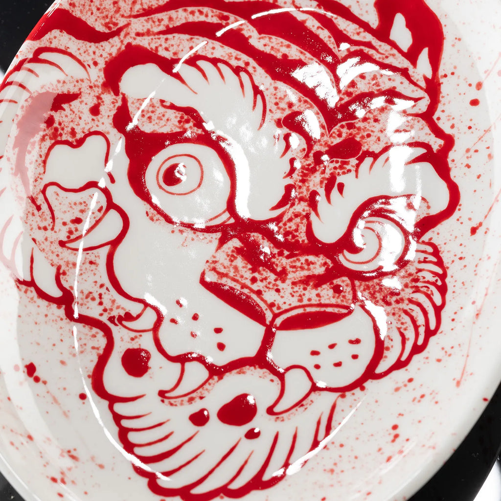 Chinese Tiger Porcelain Jewelry Tray - Red