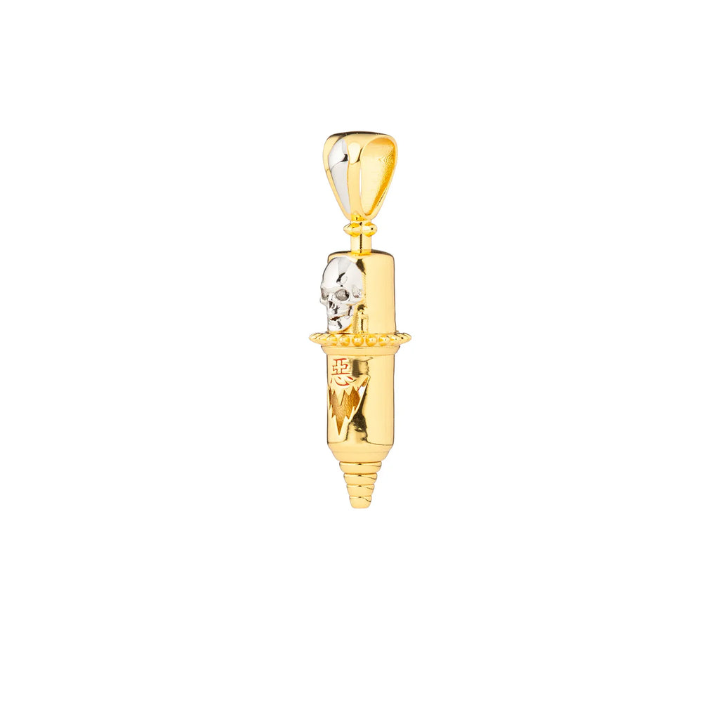 Tiny Evil Skull Round Liner Tattoo Pendant