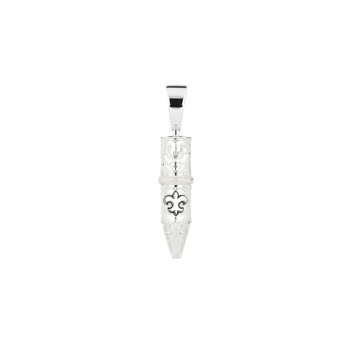 Tiny Tang-Flower Pattern Round Liner Tattoo Pendant - Silver