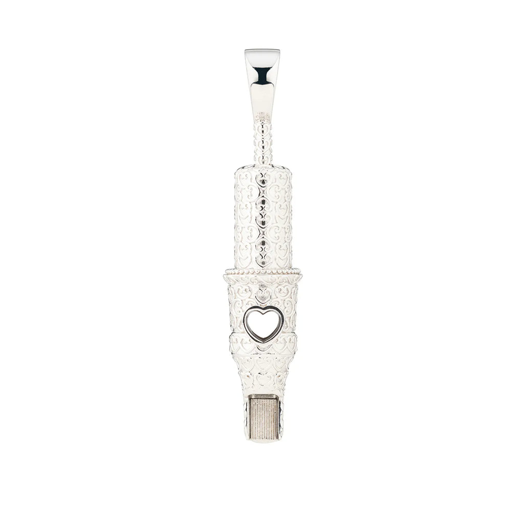 Heart Pattern Round Magnum Tattoo Pendant - Silver