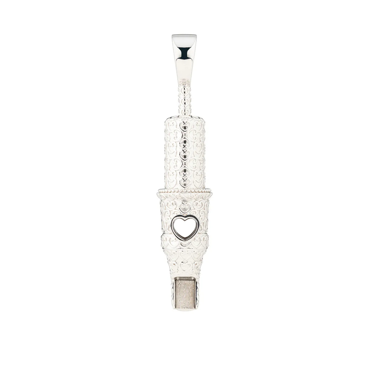 Heart Pattern Round Magnum Tattoo Pendant - Silver