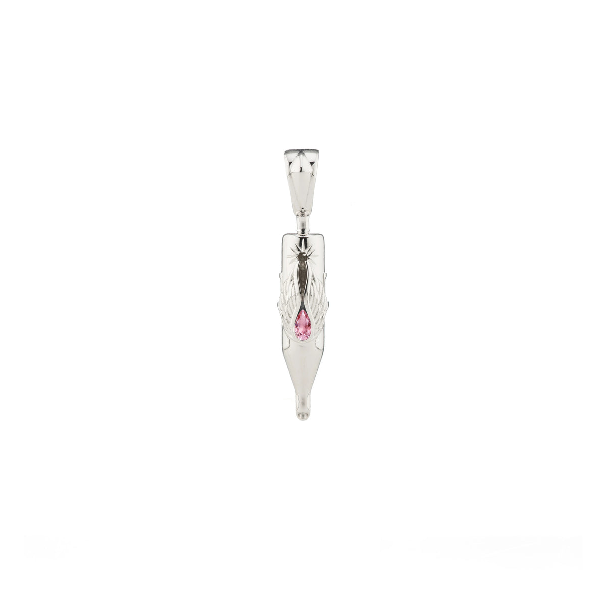 Tiny Wings Birthstone Tattoo Pendant Round Liner - Teardrop Gem Silver