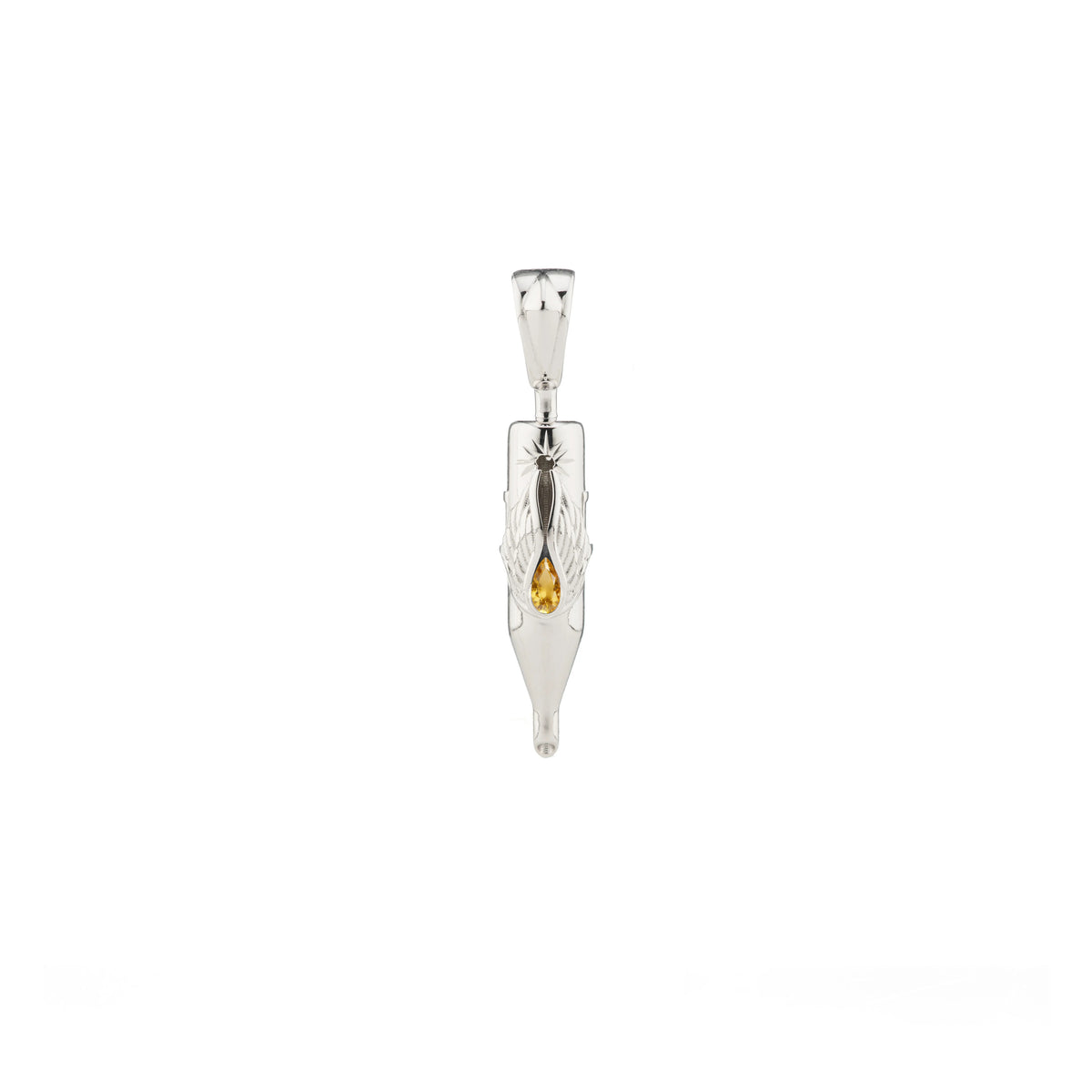 Tiny Wings Birthstone Tattoo Pendant Round Liner - Teardrop Gem Silver