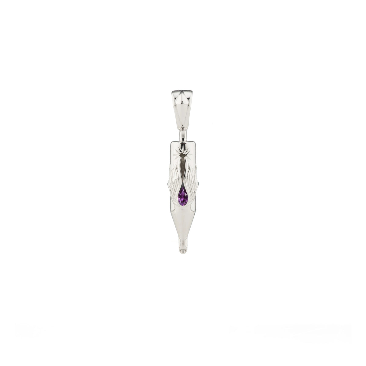 Tiny Wings Birthstone Tattoo Pendant Round Liner - Teardrop Gem Silver