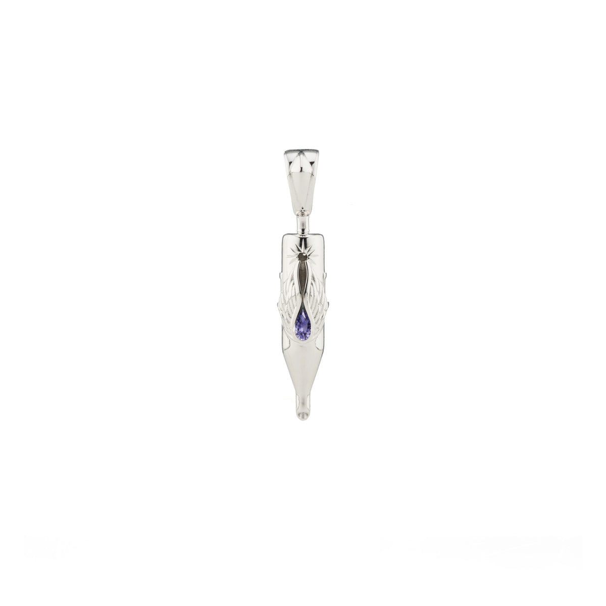 Tiny Wings Birthstone Tattoo Pendant Round Liner - Teardrop Gem Silver