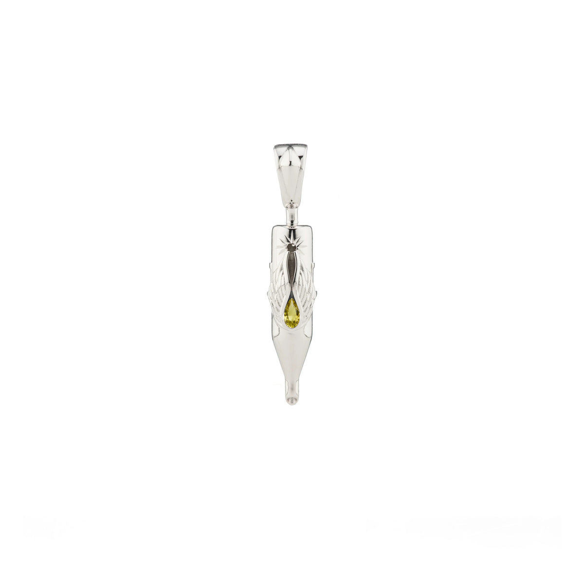Tiny Wings Birthstone Tattoo Pendant Round Liner - Teardrop Gem Silver