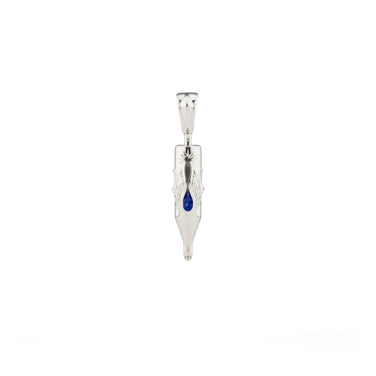 Tiny Wings Birthstone Tattoo Pendant Round Liner - Teardrop Gem Silver