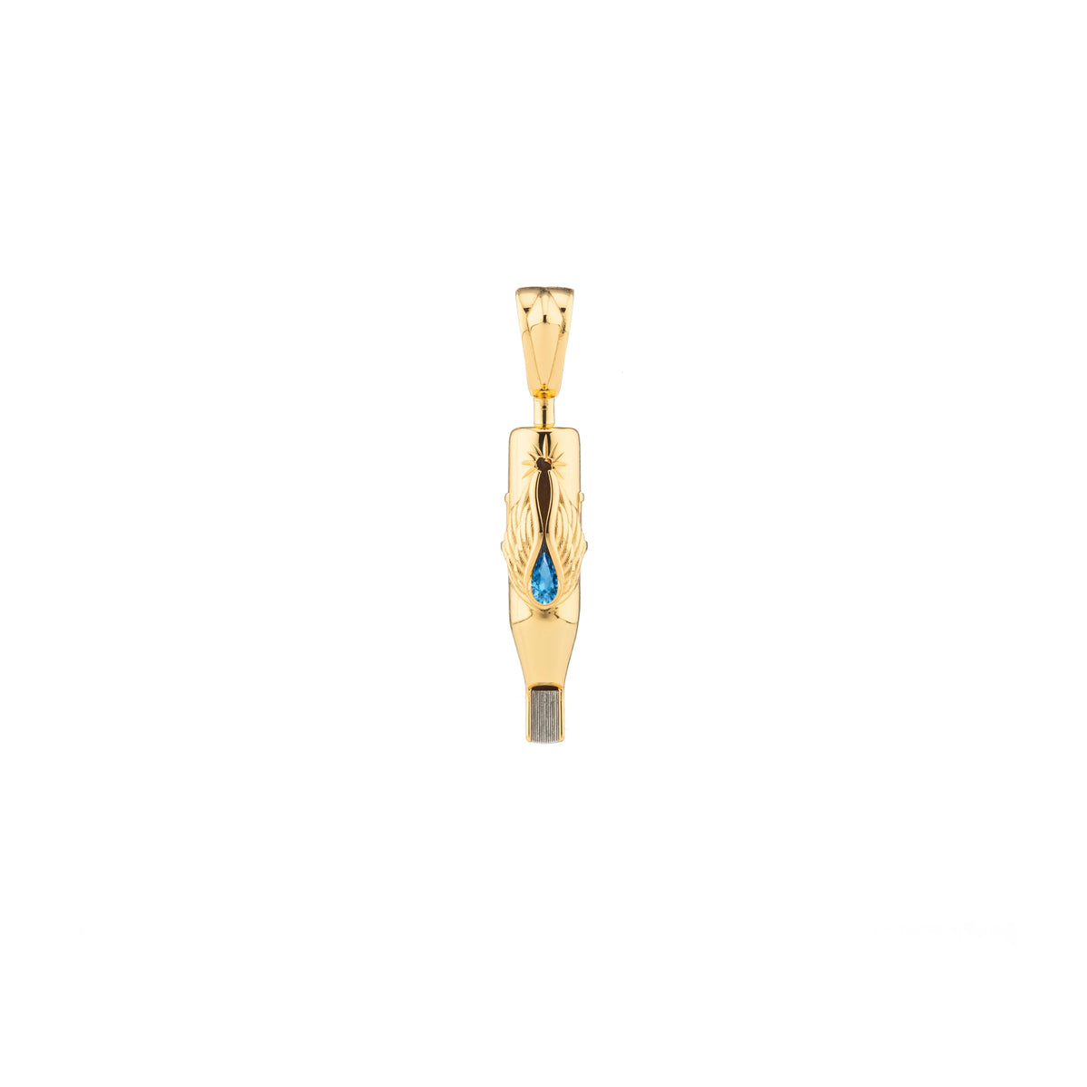 Tiny Wings Birthstone Tattoo Pendant Magnum - Teardrop Gem Gold Plated