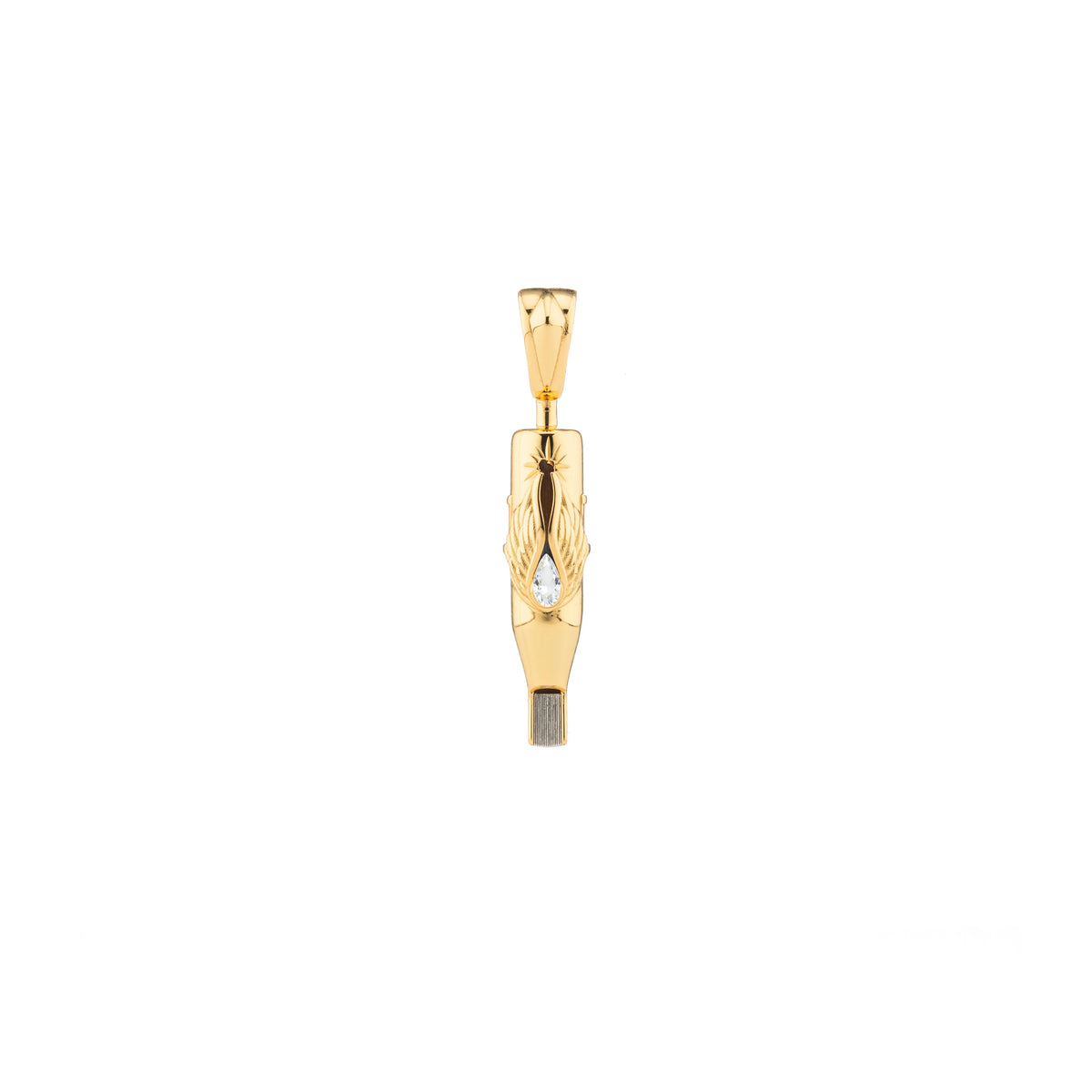 Tiny Wings Birthstone Tattoo Pendant Magnum - Teardrop Gem Gold Plated
