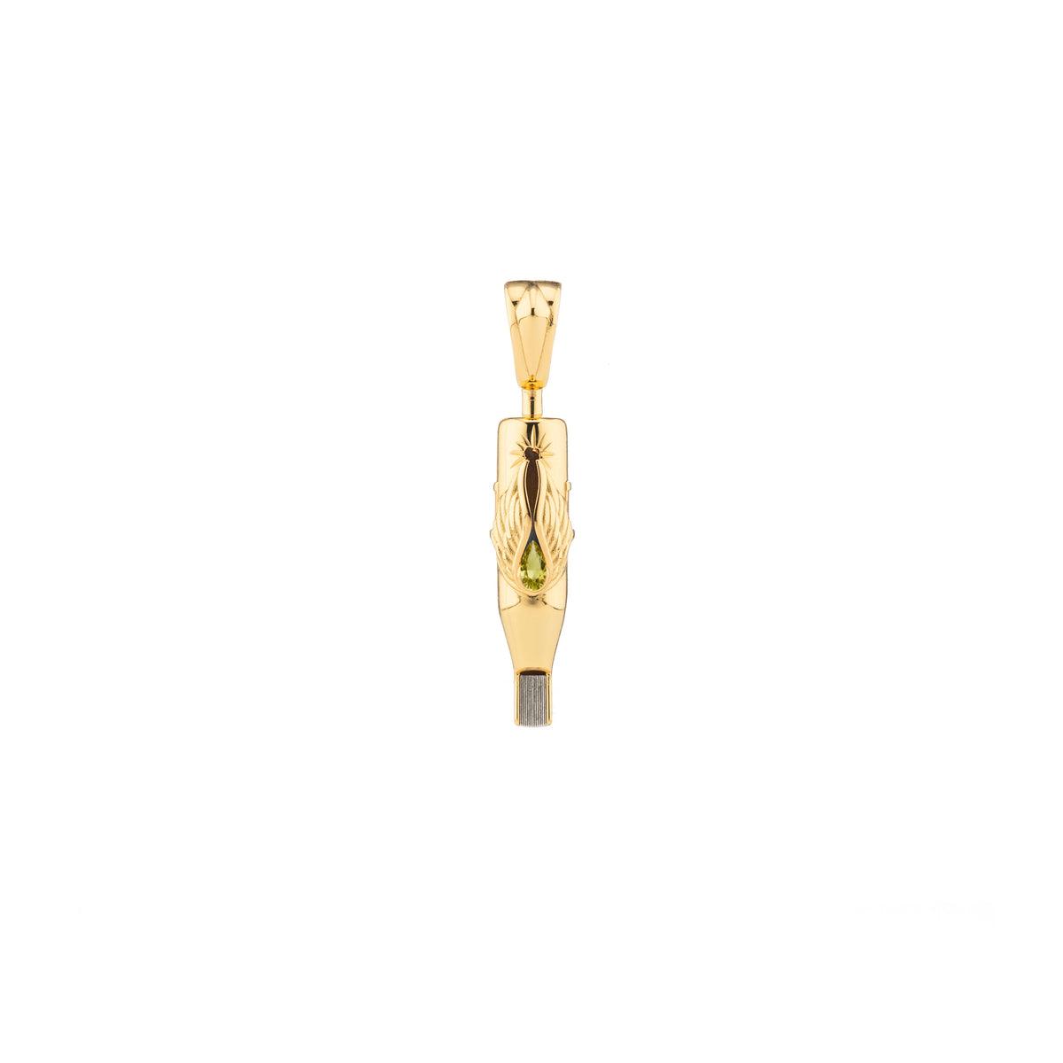Tiny Wings Birthstone Tattoo Pendant Magnum - Teardrop Gem Gold Plated