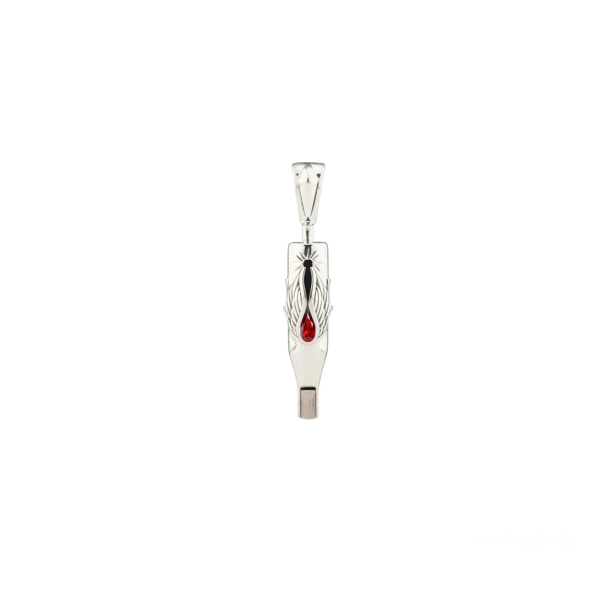 Tiny Wings Birthstone Tattoo Pendant Magnum - Teardrop Gem Silver