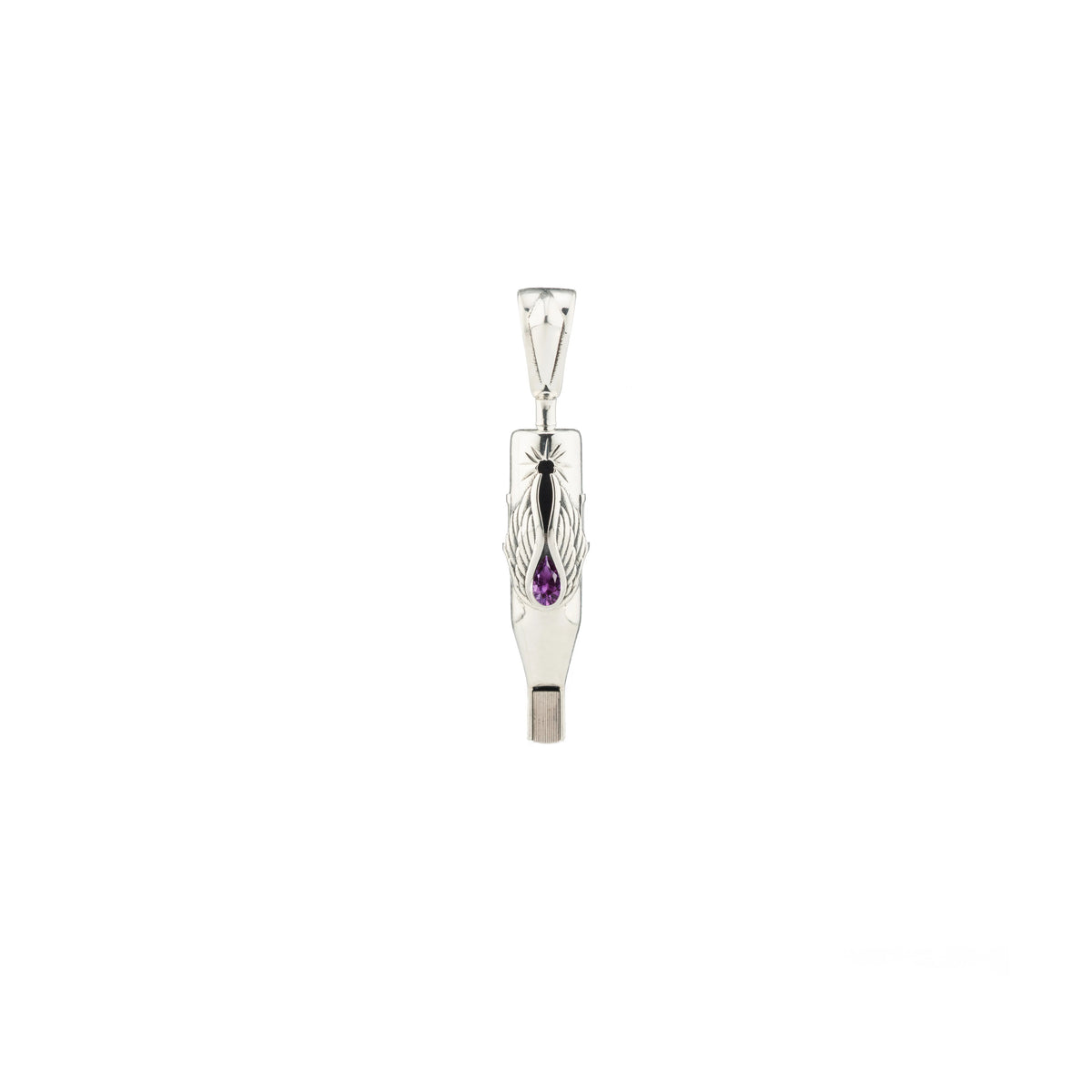 Tiny Wings Birthstone Tattoo Pendant Magnum - Teardrop Gem Silver