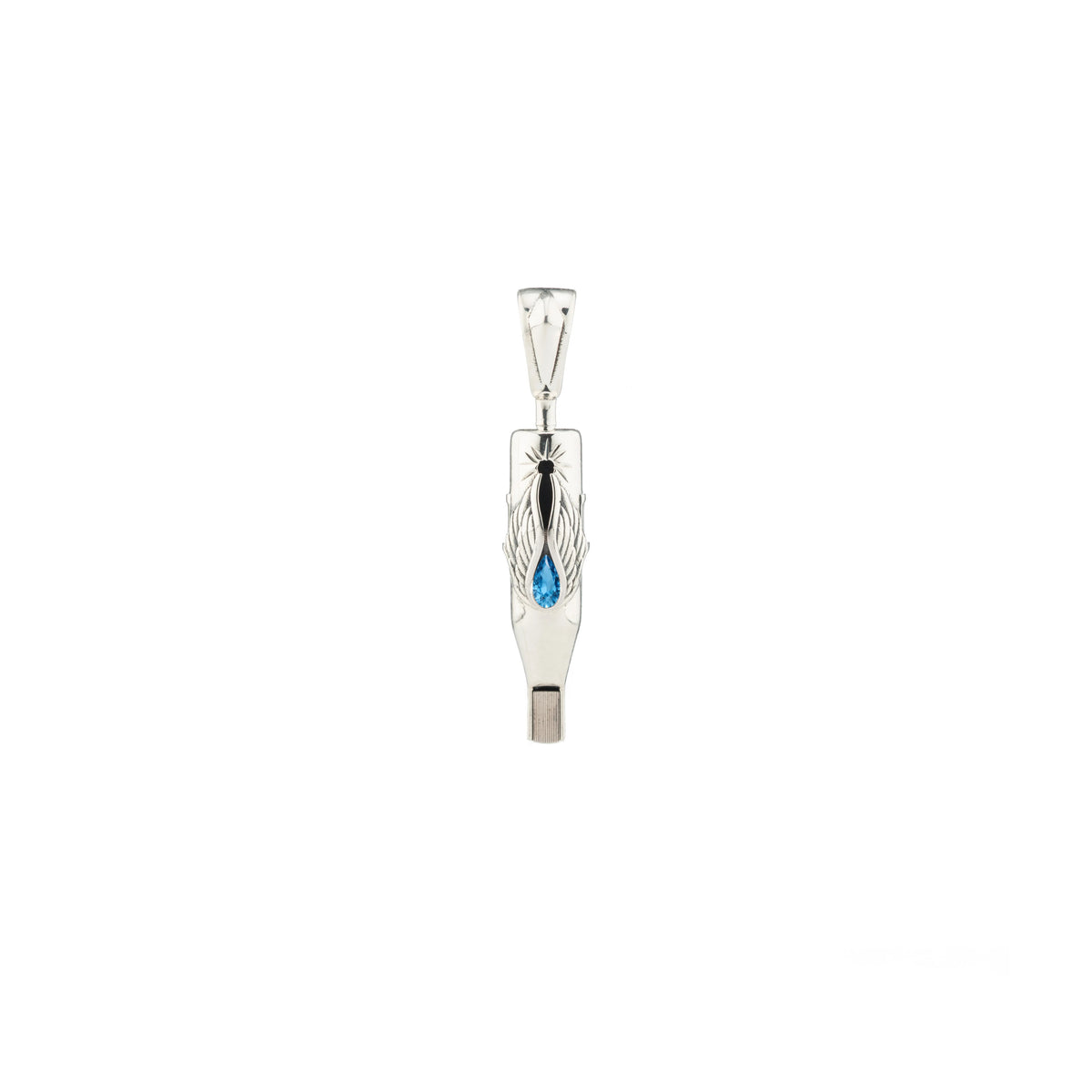 Tiny Wings Birthstone Tattoo Pendant Magnum - Teardrop Gem Silver