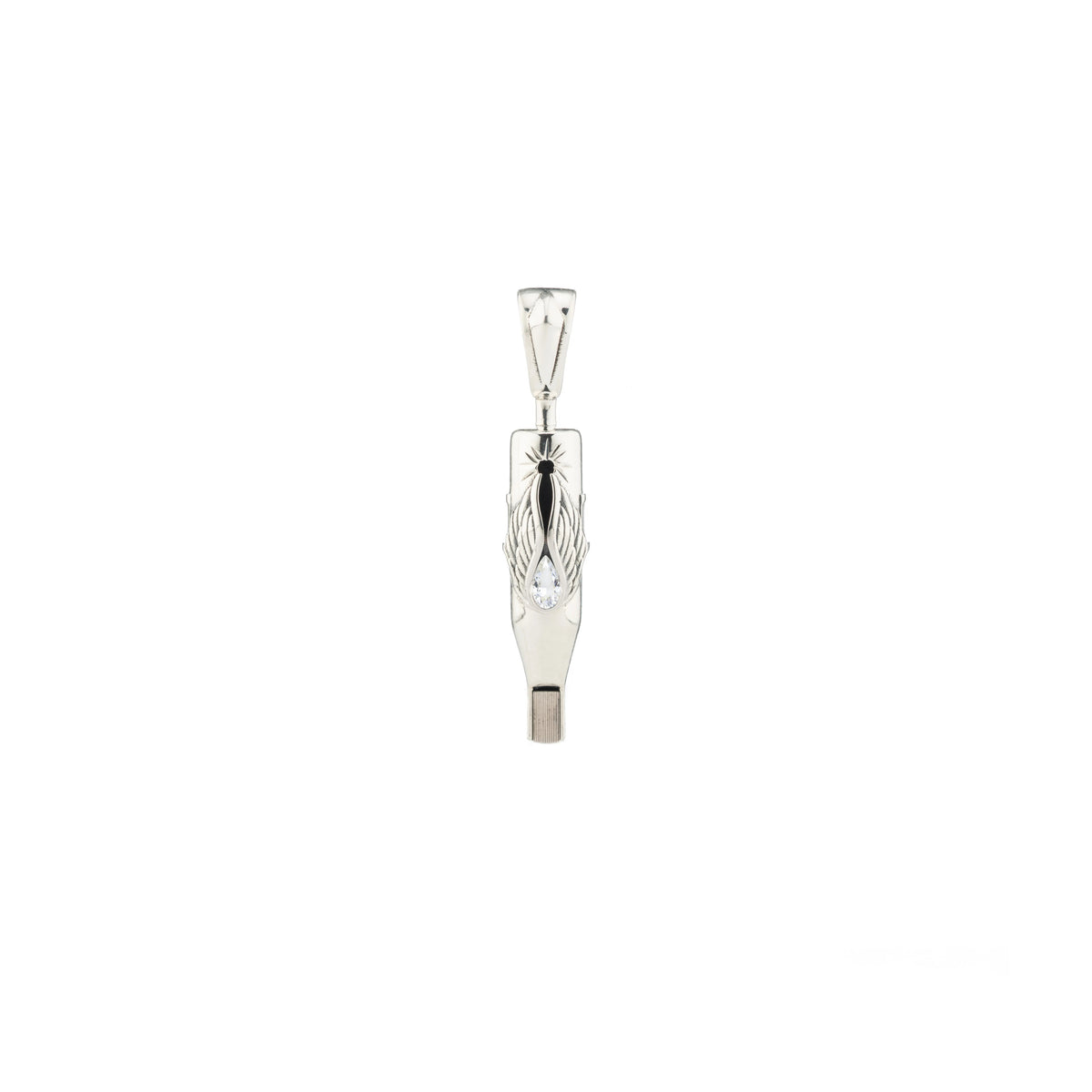 Tiny Wings Birthstone Tattoo Pendant Magnum - Teardrop Gem Silver