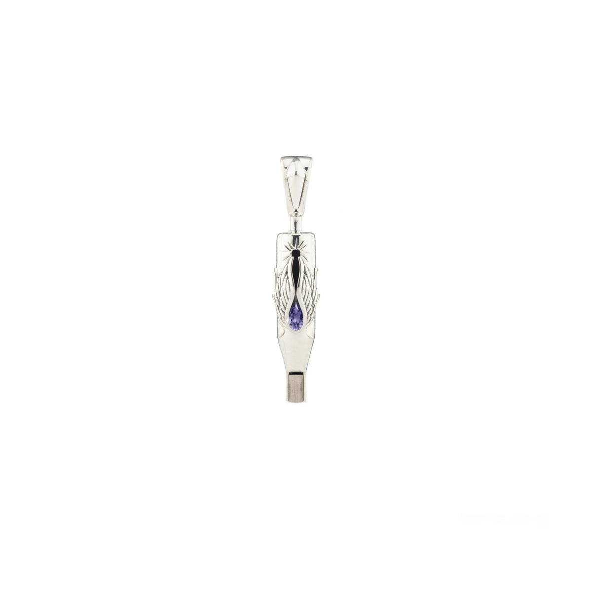Tiny Wings Birthstone Tattoo Pendant Magnum - Teardrop Gem Silver