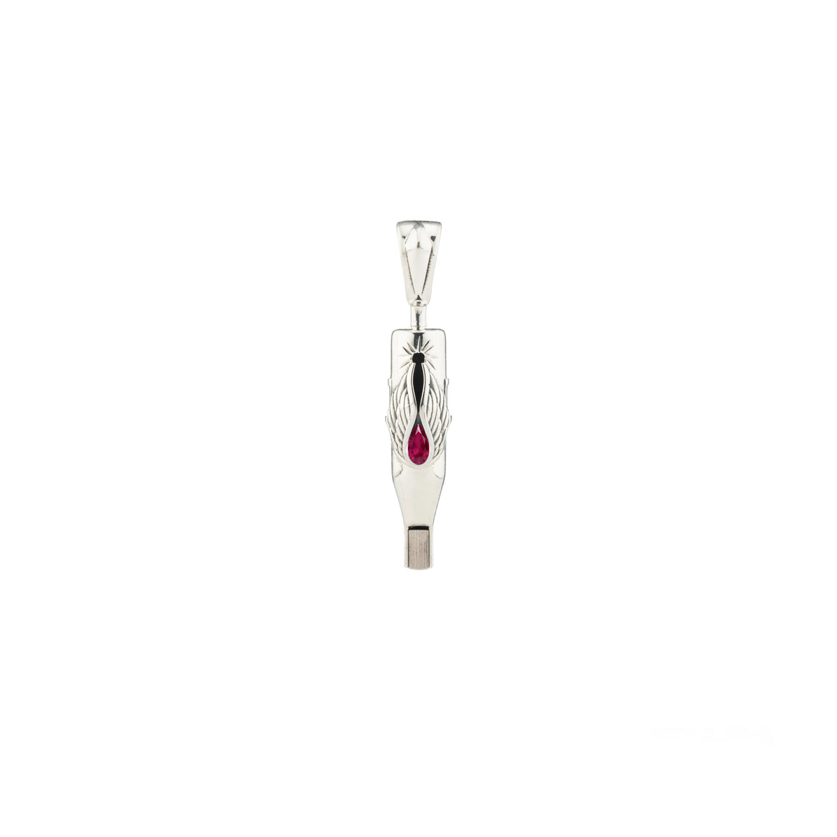 Tiny Wings Birthstone Tattoo Pendant Magnum - Teardrop Gem Silver