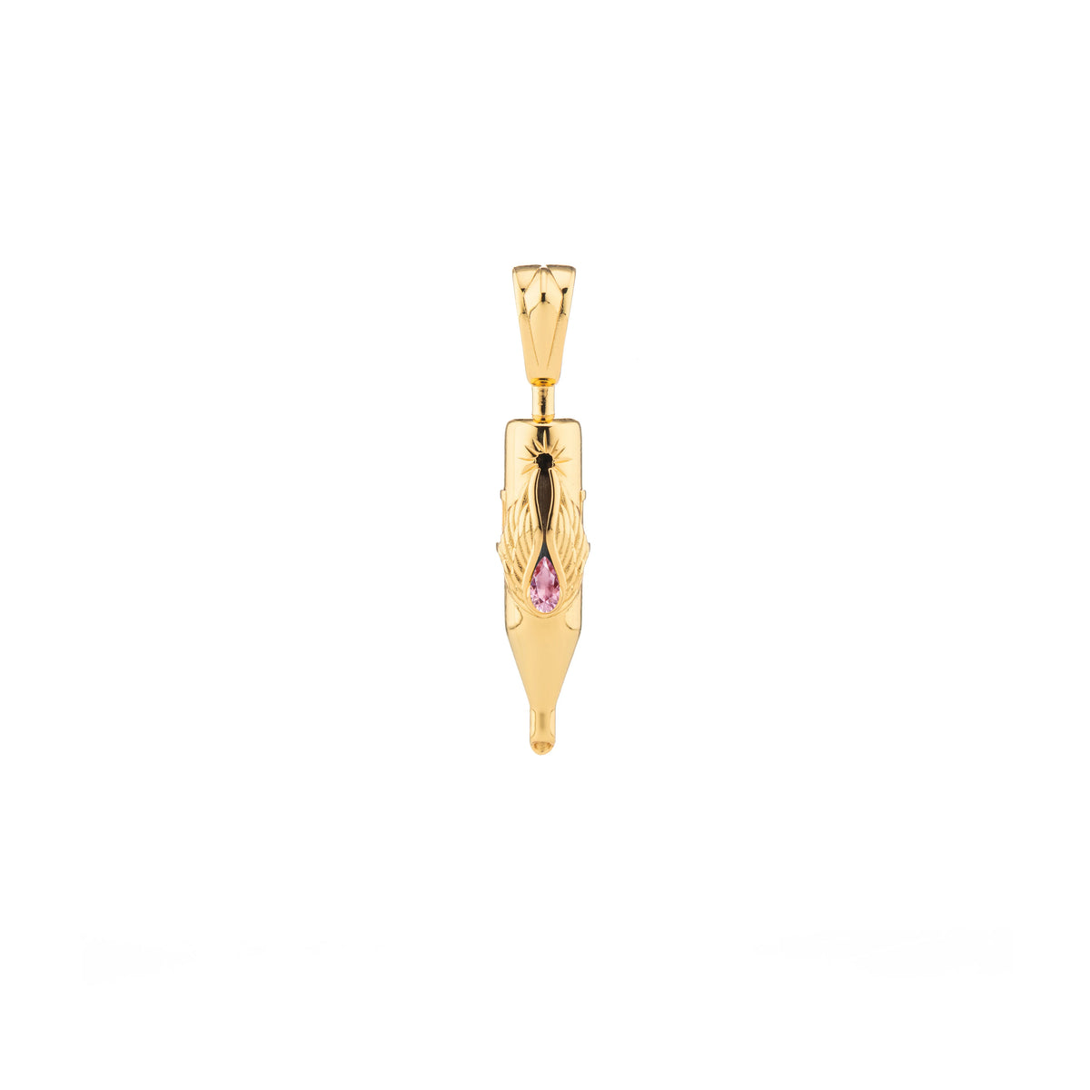 Tiny Wings Birthstone Tattoo Pendant Round Liner - Teardrop Gem Gold Plated