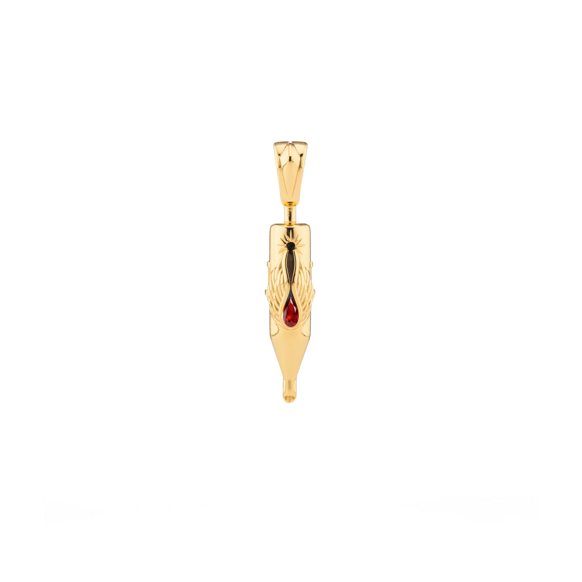 Tiny Wings Birthstone Tattoo Pendant Round Liner - Teardrop Gem Gold Plated