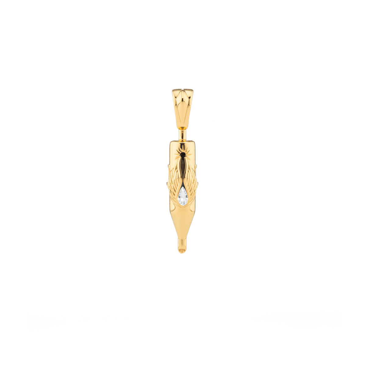 Tiny Wings Birthstone Tattoo Pendant Round Liner - Teardrop Gem Gold Plated