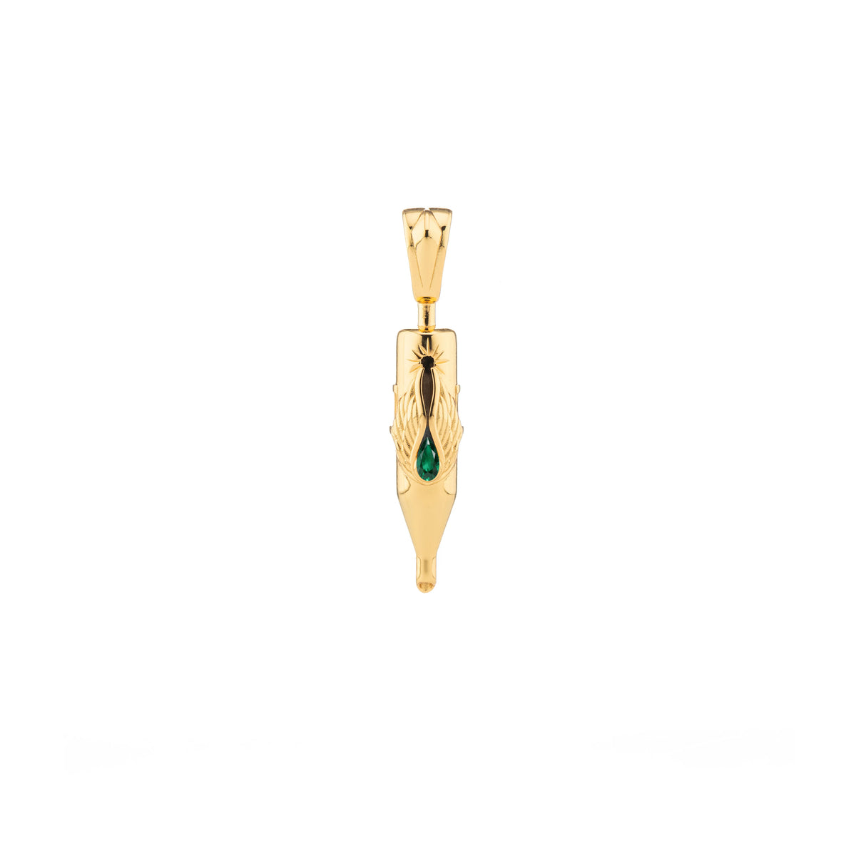 Tiny Wings Birthstone Tattoo Pendant Round Liner - Teardrop Gem Gold Plated