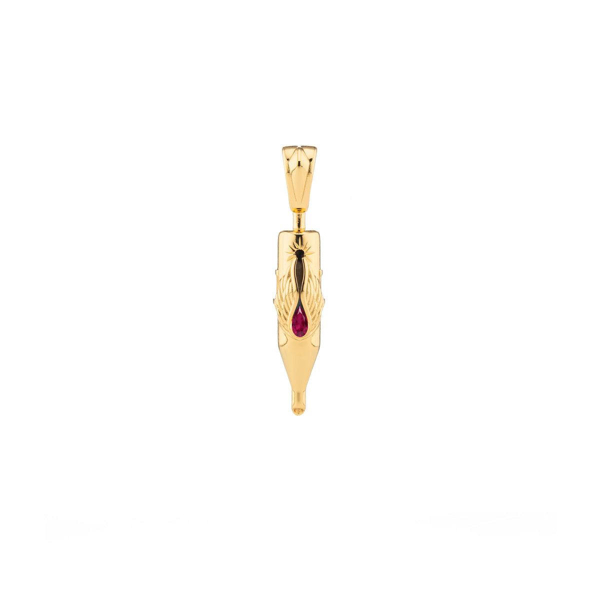 Tiny Wings Birthstone Tattoo Pendant Round Liner - Teardrop Gem Gold Plated