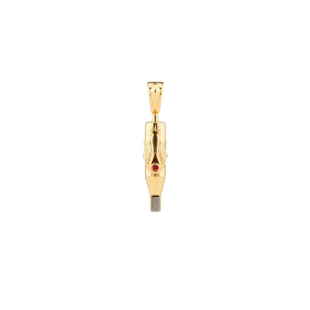 Tiny Wings Birthstone Tattoo Pendant Magnum - Round Gem Gold Plated