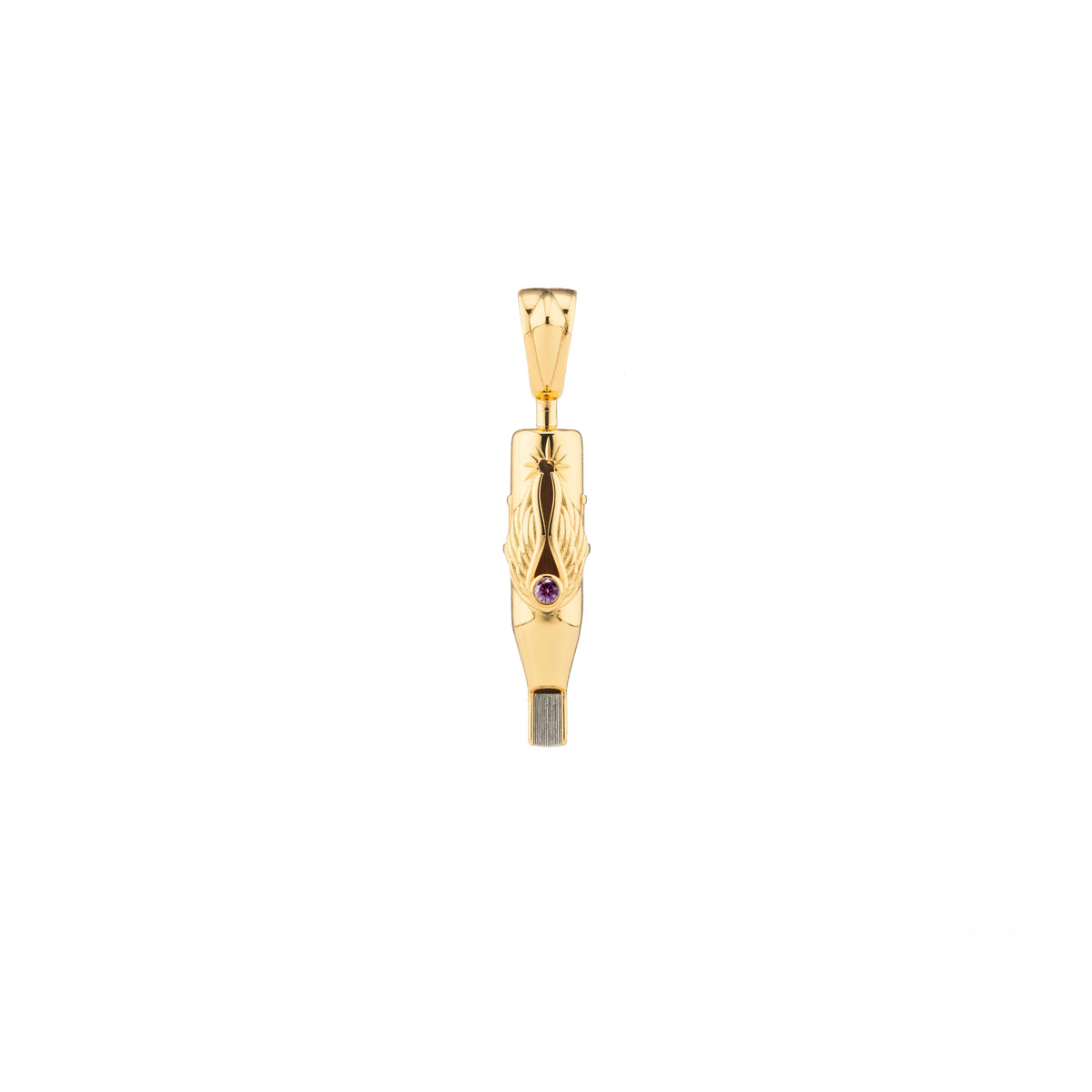 Tiny Wings Birthstone Tattoo Pendant Magnum - Round Gem Gold Plated