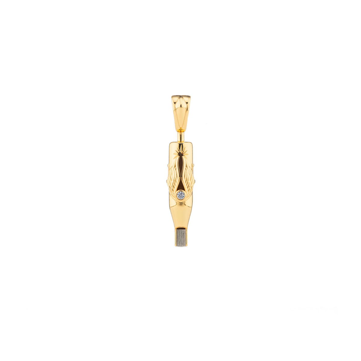 Tiny Wings Birthstone Tattoo Pendant Magnum - Round Gem Gold Plated