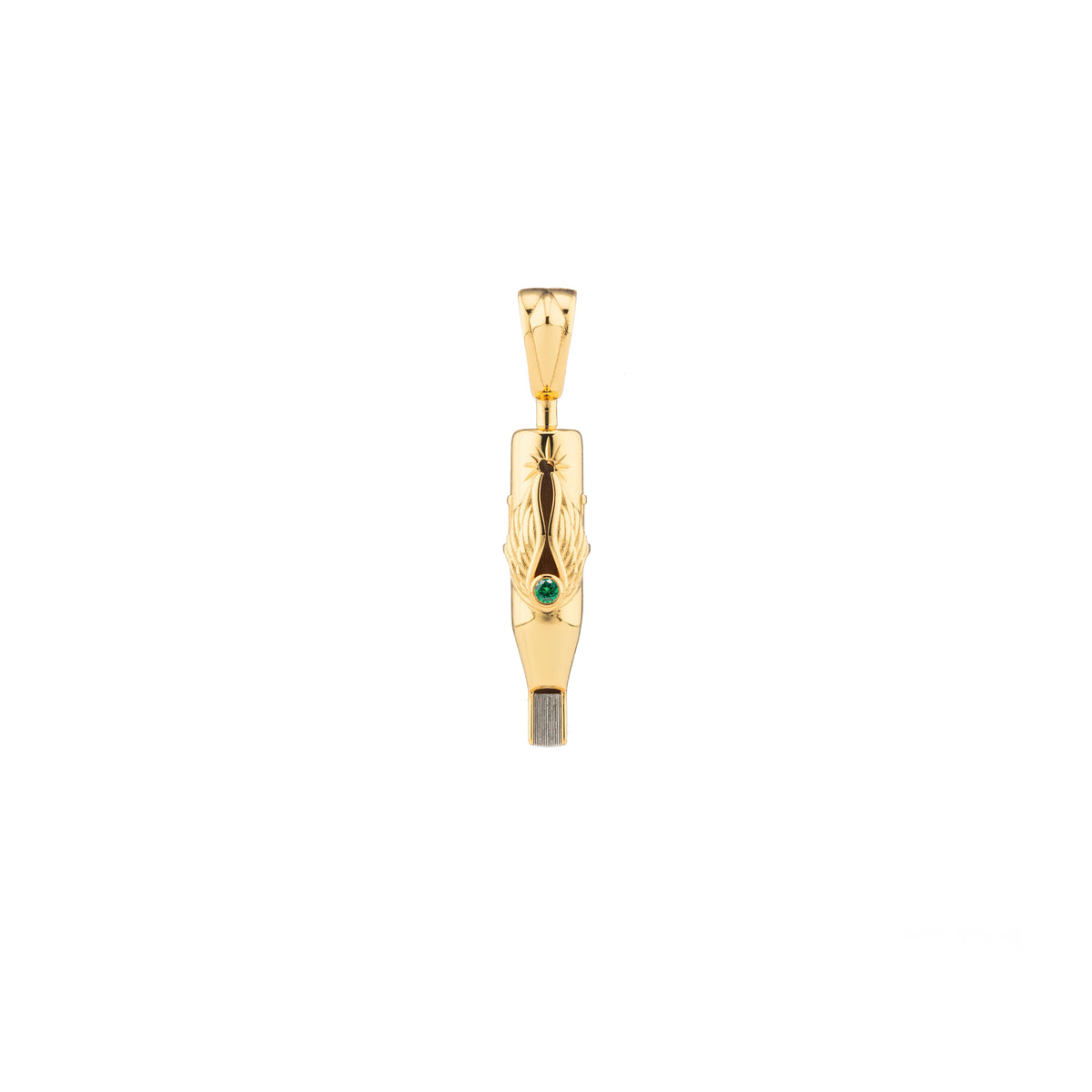 Tiny Wings Birthstone Tattoo Pendant Magnum - Round Gem Gold Plated
