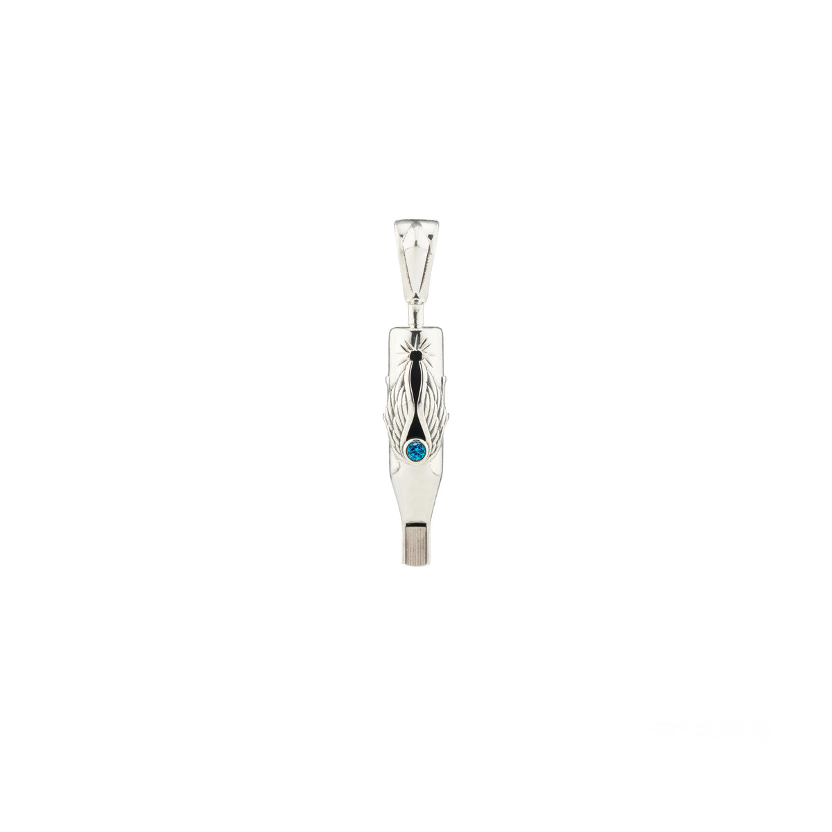 Tiny Wings Birthstone Tattoo Pendant Magnum - Round Gem Silver