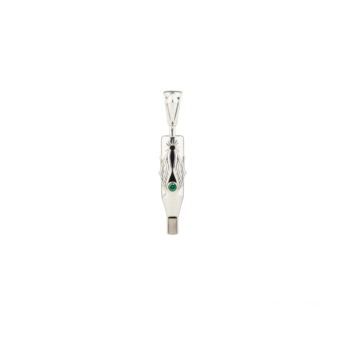 Tiny Wings Birthstone Tattoo Pendant Magnum - Round Gem Silver