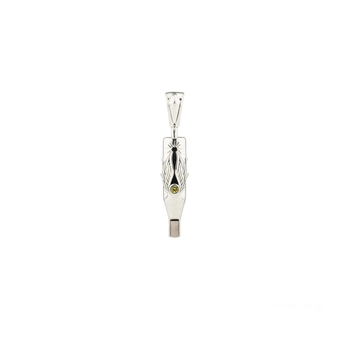 Tiny Wings Birthstone Tattoo Pendant Magnum - Round Gem Silver
