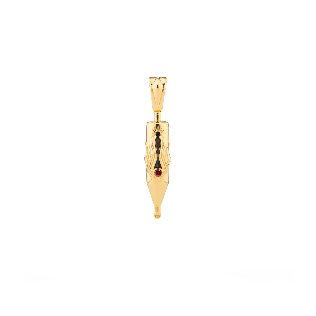 Tiny Wings Birthstone Tattoo Pendant Round Liner - Round Gem Gold Plated
