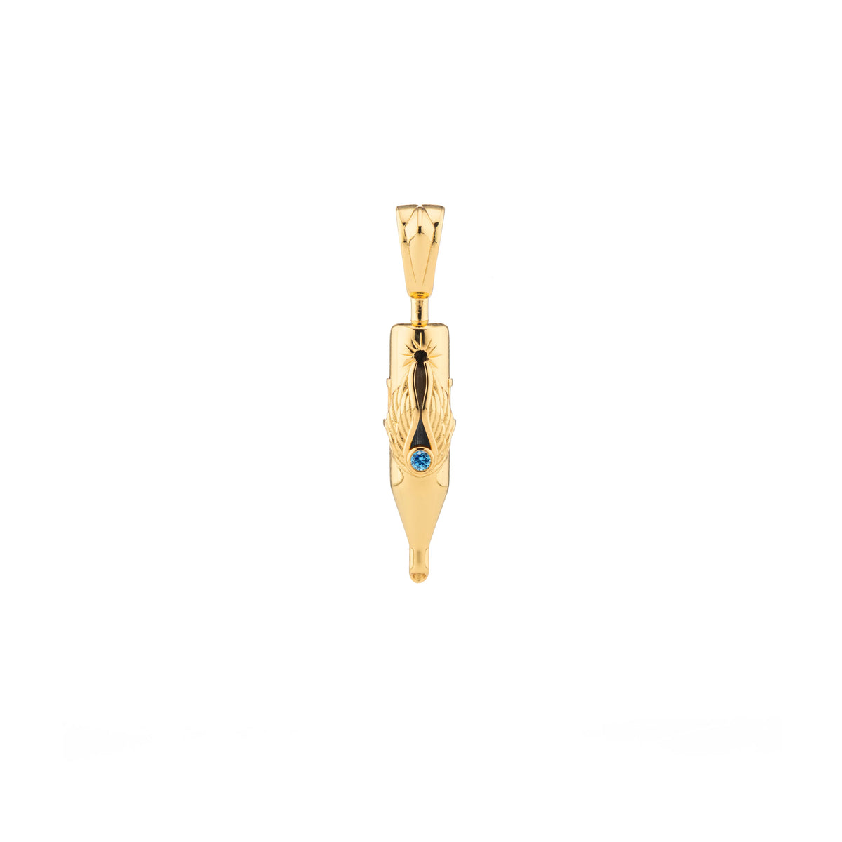 Tiny Wings Birthstone Tattoo Pendant Round Liner - Round Gem Gold Plated
